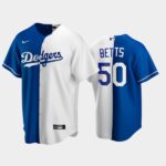Men's Royal-White Los Angeles Dodgers Home Jersey #50 Mookie Betts Replica Split