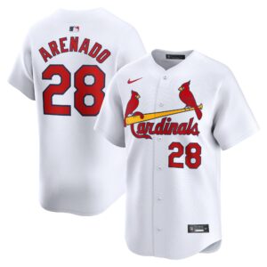 Men's St. Louis Cardinals #28 Nolan Arenado  White Home Limited Player Jersey