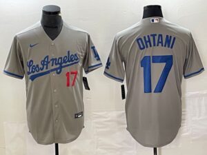 Men's Los Angeles Dodgers #17  Grey Shohei Ohtani Jersey