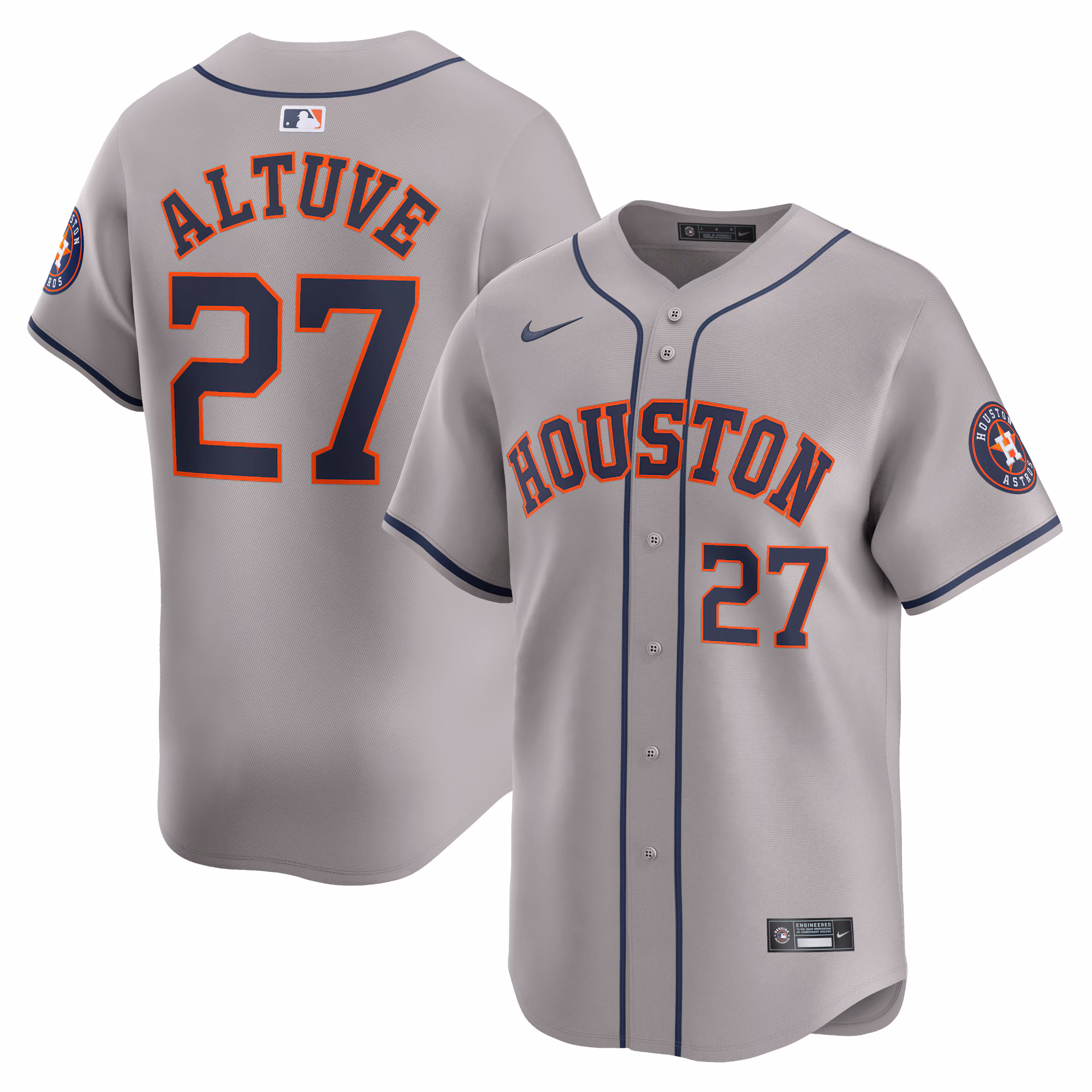 Houston Astros Jose Altuve #27 Gray Away Limited Player Jersey
