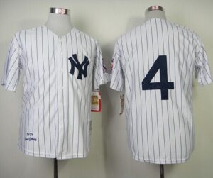 Mitchell and Ness 1939 New York Yankees #4 Lou Gehrig White Throwback Stitched Jersey