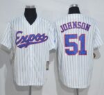 Mitchell And Ness Montreal Expos #51 Randy Johnson White Strip Throwback Stitched Jersey