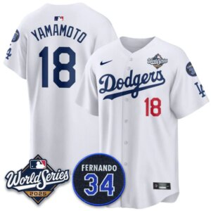 Yoshinobu Yamamoto #18 Los Angeles Dodgers 2025 World Series Home Limited Player Jersey - White