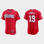 Men's Miami Marlins #19 Mike Lowell Red 2021 City Connect Flex base Jersey