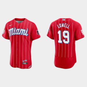 Men's Miami Marlins #19 Mike Lowell Red 2021 City Connect Flex base Jersey
