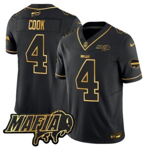 James Cook #4 Buffalo Bills BUF 2024 Bills Mafia Patch Gold Vapor Limited Jersey - All Stitched