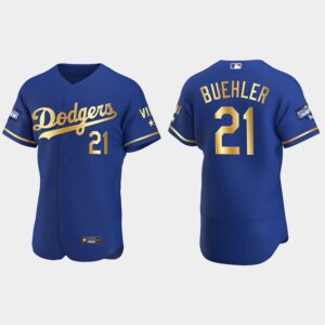 Walker Buehler Los Angeles Dodgers 2021 Gold Program World Series Champions Coolbase Jersey - Royal
