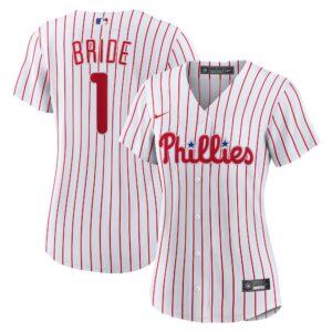 Women's Philadelphia Phillies  White #1 Bride Home Replica Jersey