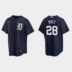 Men's Detroit Tigers #28 Javier Baez Alternate Navy Jersey