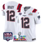 Tom Brady #12 New England Patriots Super Bowl LX 250th Patch Vapor Limited Game Jersey - All Stitched