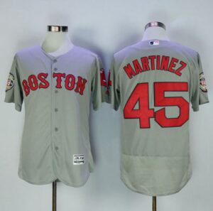 Boston Red Sox #45 Pedro Martinez Grey Flexbase Collection Stitched Jersey