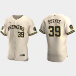 Men's Milwaukee Brewers #39 Corbin Burnes Cream Flex Base Alternate Jersey