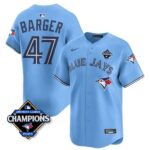 Addison Barger #47 Toronto Blue Jays 2025 American League Champions Jersey Stitched Light Blue