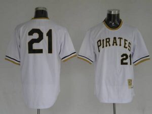 Mitchell And Ness Pittsburgh Pirates #21 Roberto Clemente Stitched White Throwback Jersey