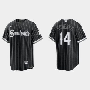 Men's Chicago White Sox #14 Paul Konerko Black 2021 City Connect Cool Base Jersey
