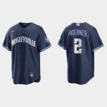 Men's Chicago Cubs #2 Nico Hoerner Navy 2021 City Connect Cool Base Jersey
