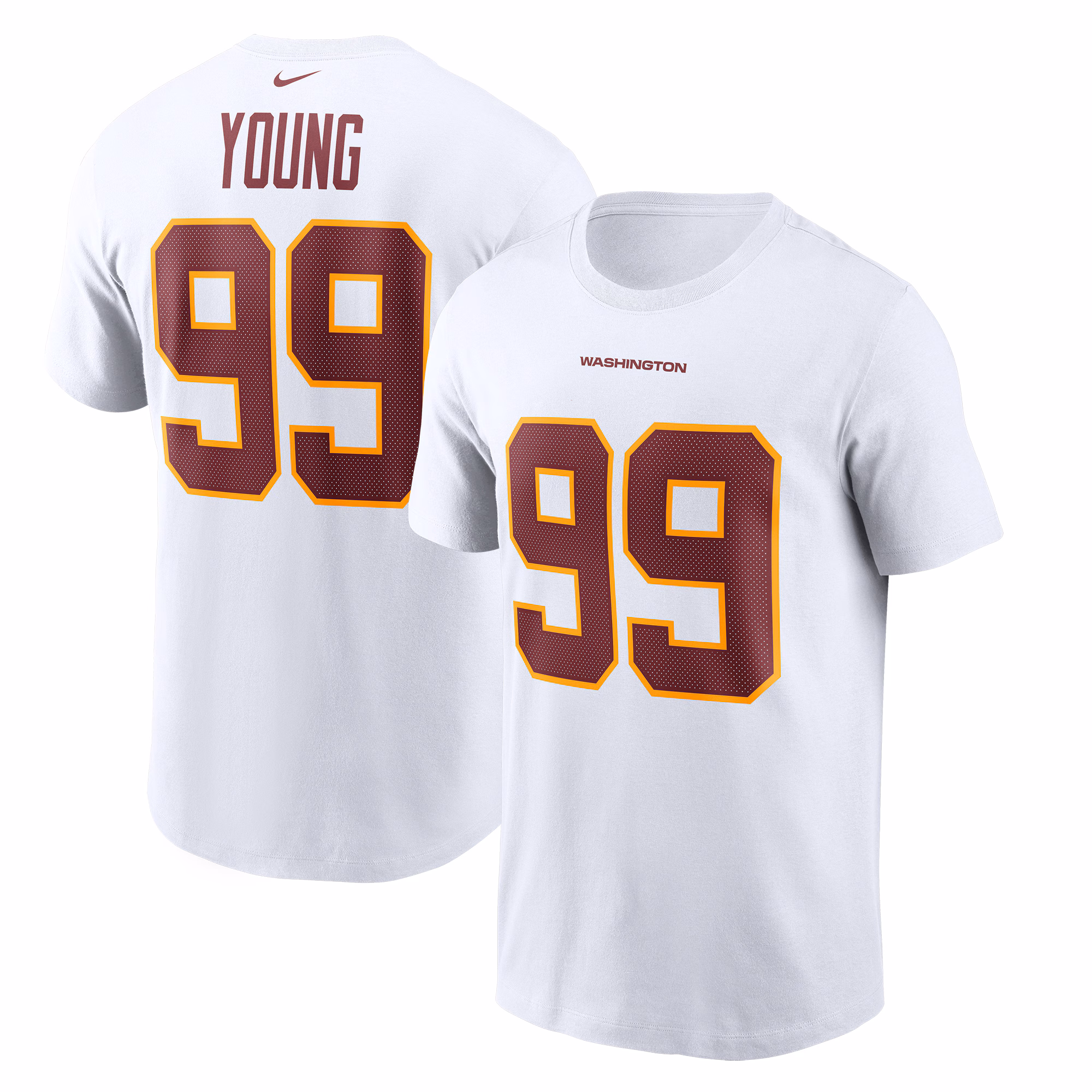 Men's Chase Young White Washington Football Team Name & Number T-Shirt