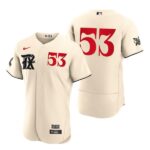 Men's Texas Rangers #53 Adolis Garcia  Cream 2023 City Connect Flex Base Player Jersey