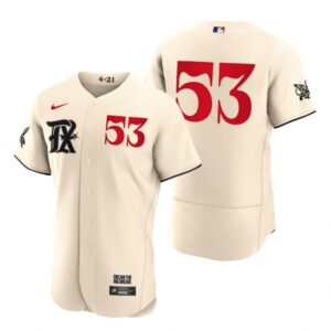 Men's Texas Rangers #53 Adolis Garcia  Cream 2023 City Connect Flex Base Player Jersey