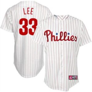Philadelphia Phillies #33 Cliff Lee White(Red Strip) Stitched Jersey
