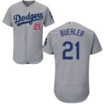 Men's Los Angeles Dodgers #21 Walker Buehler Grey Flexbase Collection Stitched Jersey