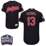 Cleveland Indians #13 Omar Vizquel Navy Blue Flexbase Collection 2016 World Series Bound Stitched Jersey