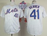 New York Mets #41 Tom Seaver White(Blue Strip) Home Cool Base W/2015 World Series Patch Stitched Jersey