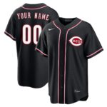 Custom #00 Cincinnati Reds Fashion Replica Black Out Jersey