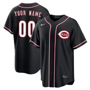 Custom #00 Cincinnati Reds Fashion Replica Black Out Jersey