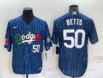 Men's  Los Angeles Dodgers #50 Mookie Betts Blue Mexico World Series Throwback Stitched Cool Base Jersey