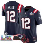 Tom Brady #12 New England Patriots Super Bowl LX Patch Vapor Limited Game Jersey - All Stitched