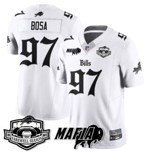 Joey Bosa #97 Buffalo Bills BUF Mafia Gothic Vapor Limited Jersey - Farewell Highmark Patch - All Stitched