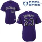 Men's Colorado Rockies #23 Kris Bryant Purple Cool Base Stitched Jersey