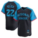 Men's National League #22 Christian Yelich  Navy 2024 All-Star Game Cool Base Jersey