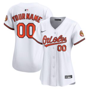 Women's Baltimore Orioles White Home Limited Custom #00 Jersey