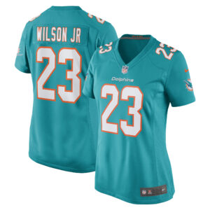 Jeff Wilson Jr. Miami Dolphins Women's Game Player Jersey - Aqua
