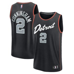 Unisex Detroit Pistons Cade Cunningham  Black 2023/24 Fast Break Jersey - City Edition