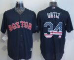 Boston Red Sox #34 David Ortiz Navy Blue USA Flag Fashion Stitched Jersey