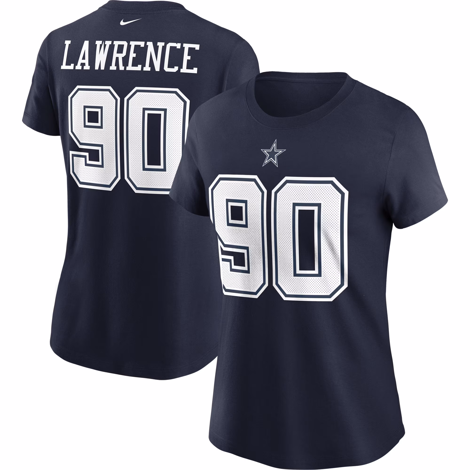 Women's Demarcus Lawrence Navy Dallas Cowboys Name & Number T-Shirt
