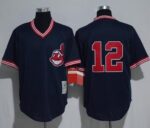 Mitchell And Ness Cleveland Indians #12 Francisco Lindor Navy Blue Throwback Stitched Jersey
