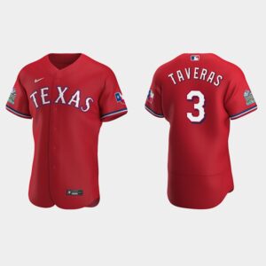 Men's Texas Rangers #3 Leody Taveras Scarlet Alternate Flex Base Jersey