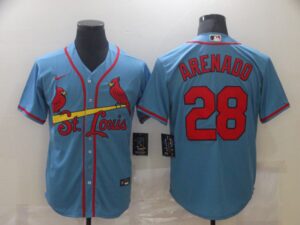 Men's St. Louis Cardinals #28 Nolan Arenado Light Blue Stitched Cool Base  Jersey