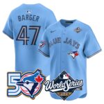 Addison Barger #47 Toronto Blue Jays 50th 2025 World Series Limited Jersey Stitched Light Blue