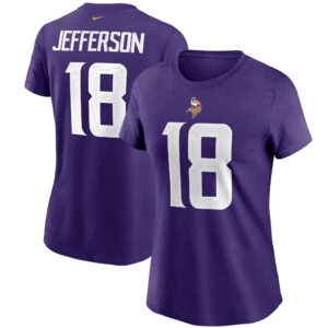 Women's Justin Jefferson Purple Minnesota Vikings Name & Number T-Shirt