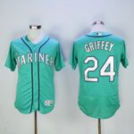 Seattle Mariners #24 Ken Griffey Green Flexbase Collection 2016 Hall Of Fame Patch Stitched Jersey