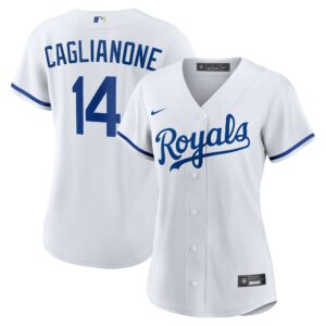 Women's Kansas City Royals Jac Caglianone #14 White Home Replica Jersey
