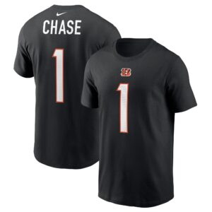 Men's Ja'Marr Chase Black Cincinnati Bengals Player Name & Number T-Shirt