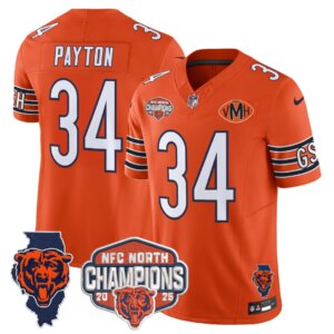 Walter Payton #34 Chicago Bears CHI 2025 NFC North Champions Patch Jersey V2 - All Stitched