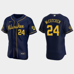 Men's Milwaukee Brewers #24 Andrew McCutchen Alternate Navy Jersey