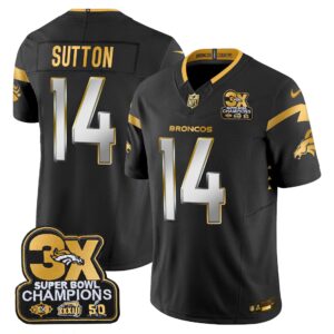 Courtland Sutton Denver Broncos-Time Champions Patch Gold Vapor Limited Jersey - All Stitched